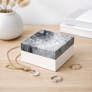 Black & White Abstract Trinket Box | Hand-Painted Acrylic Fluid Art Wood Box